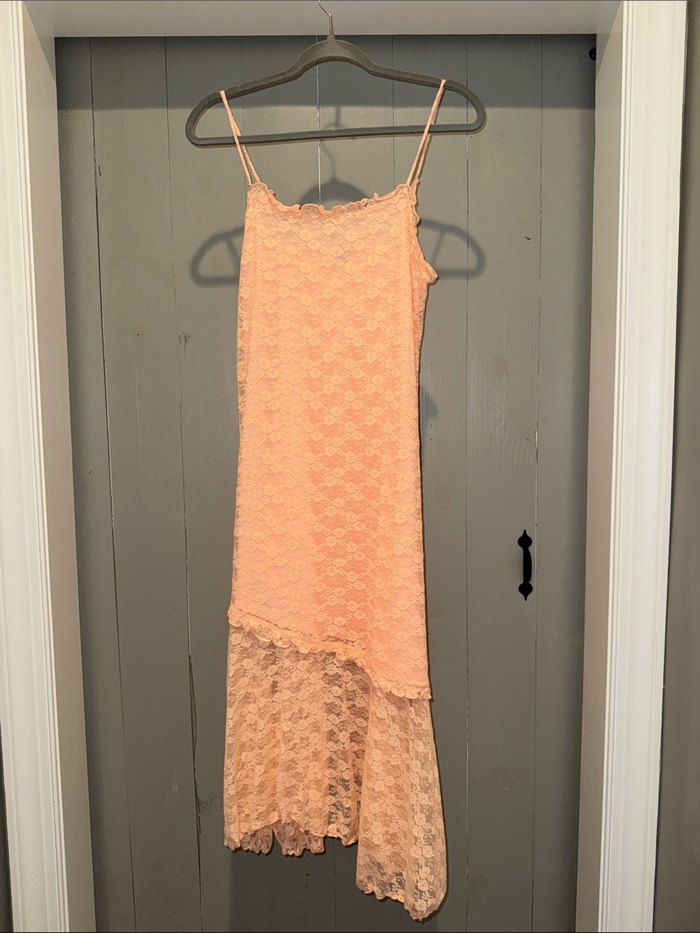Old Navy Peach Lace High-Low Slip Dress